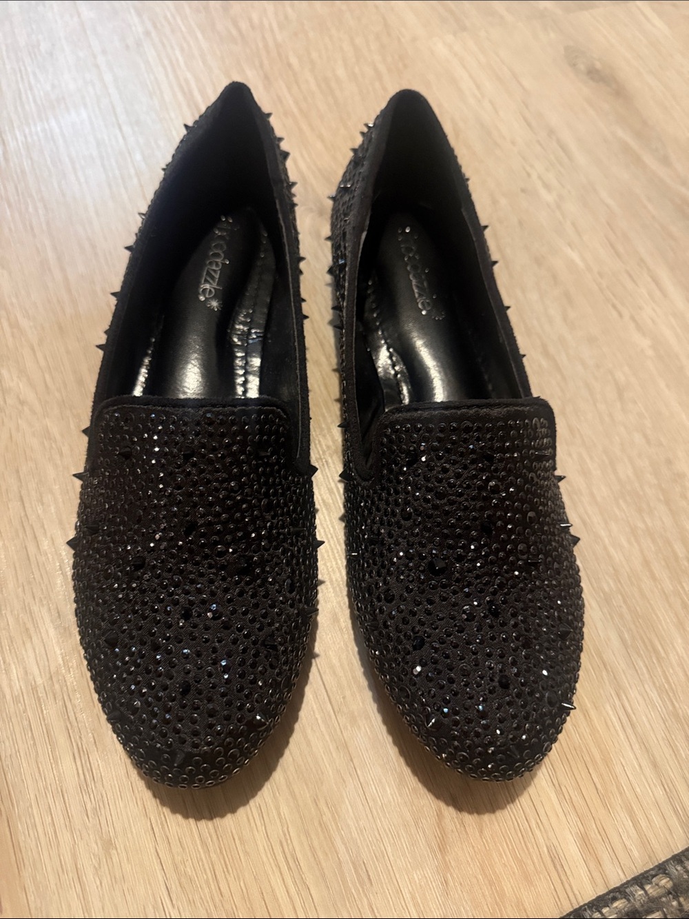 Shoe Dazzle Black Crystal-Embellished Women's Loafers